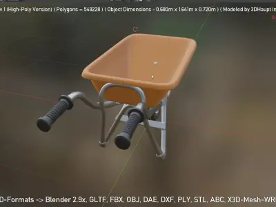 Wheelbarrow 1 High-Poly Version 3D model