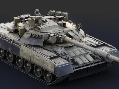 T-80U MBT v32 Low-poly 3D model