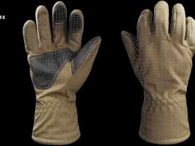 Winter Gloves 006 Low-poly 3D model