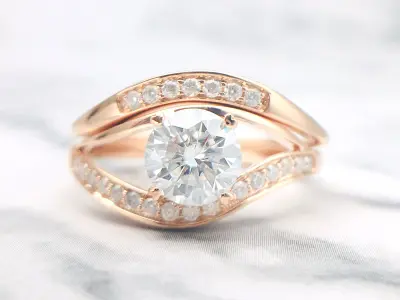 3DM Format Antique wedding ring set for women 3D print model