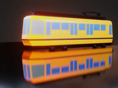 Low Poly Tram for Games and Animations Free low-poly 3D model