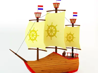 Low Poly Netherlands Boat Low-poly 3D model