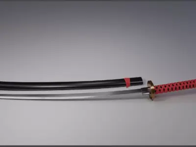 Katana Low-poly 3D model 16