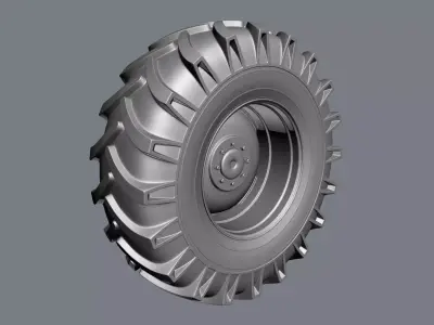 High poly tractor wheel for bakint to Low poly tractor wheel 3D model