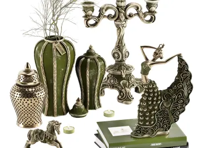 Classic Decorative Vintage Decor Set 3D model