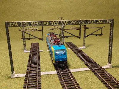 Catenery Gantry Three Track Wide 1-87 FDM 3D print model