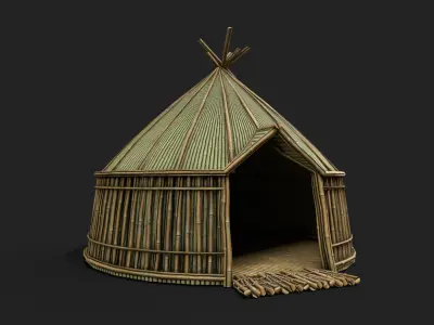 Bamboo Shelter 2 Low-poly 3D model