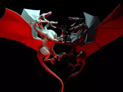 Shades of Crimson - a low-poly dragon model Free 3D model