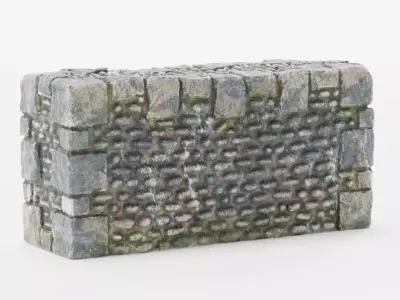 Mediaeval Stone Wall Castle Game Asset Low-poly 3D model