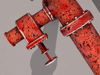 Rusty Red Valve 3D model