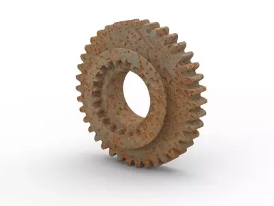 Rusted mechanical gear Free low-poly 3D model