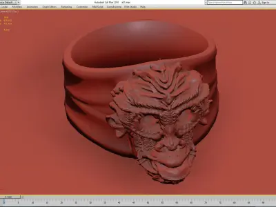 skull monkey ring-jewellry-3dprint 3D model