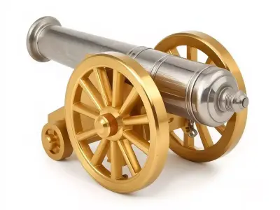 Luxurious Handcrafted Cannon 3D Model Decorative Artillery Low-poly 3D model