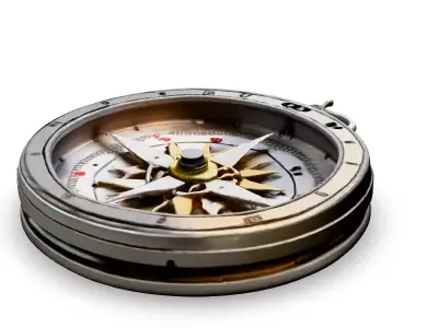 Realistic Silver and Gold Compass Low-poly 3D model