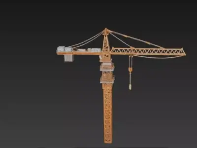 Industrial Tower Crane 3D Model - Construction Site Machinery 3D model