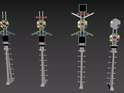 SKC-HSS Train Signals Low-poly 3D model