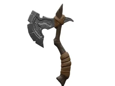 ANCIENT AXE GAMERADY LOW POLY  AXE Low-poly 3D model