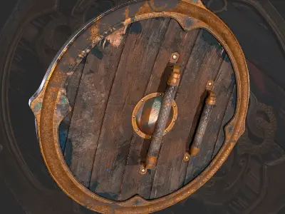 Round Viking Shield Copper 3D model