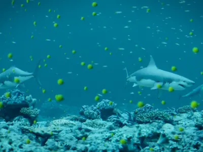 Sharks Animated Scene  Low-poly 3D model