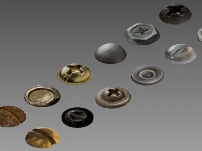 Nails and bolts Low-poly 3D model