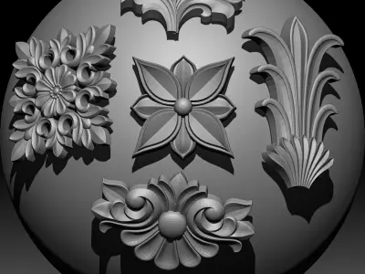Five Free Ornament Brushes Alphas and 3D Models Free 3D model