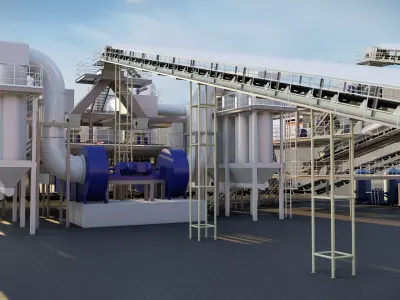 Dry Coal Processing Plant 3D Model  3D model