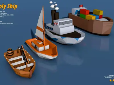 Low Poly Ship Pack Low-poly 3D model