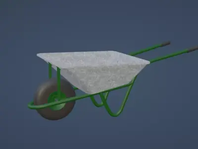 Green wheelbarrow Low-poly 3D model