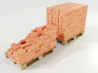 Pallet with Bricks 3D model