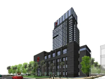 SU model of modern office Huzhou Commercial Bank 3D model