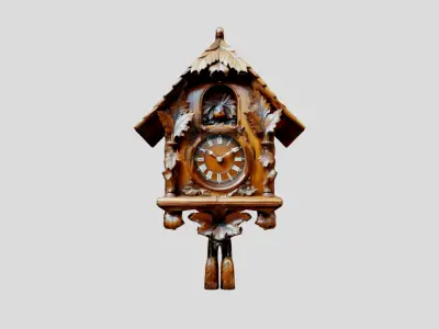 Black Forest Antique Cuckoo Clock Low-poly 3D model