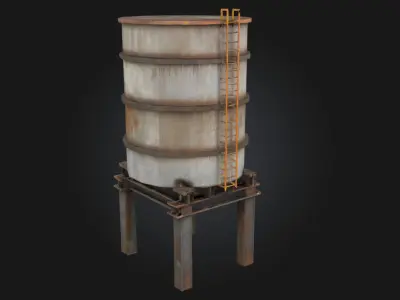 Reservoir Tower  Elevated Utility with Industrial Character 3D model