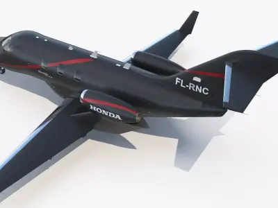 HondaJet Elite II Light Jet Aircraft Black Rigged for Maya 3D model