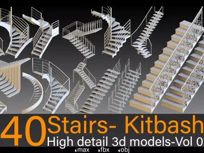 40 Stairs- Vol 01- Kitbash- High detail 3d models 3D model