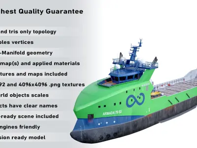 USV Mothership Armada 7803 Multipurpose Vessel Simple PBR Low-poly 3D model