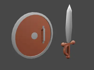 Sword And Shield Low-poly 3D model purchase