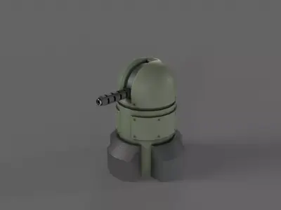 PBR Turret Gun 06 Green Low-poly 3D model