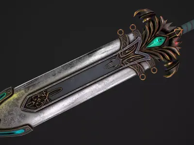 Fantasy Sword 25 With Scabbard 3D Model Low-poly 3D model