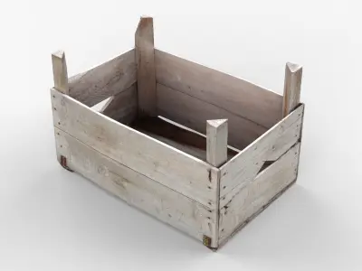 Wooden Crate Fruit Long Scan Low-poly 3D model