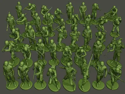 American soldiers ww2 Bundle Pack 3D print model