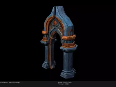 Low Poly Stylized Mystic Archway of the Sunstone Low-poly 3D model