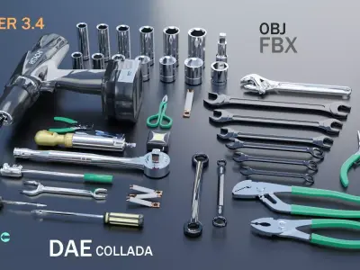 Realistic Hand Tools Pack Low-poly 3D model
