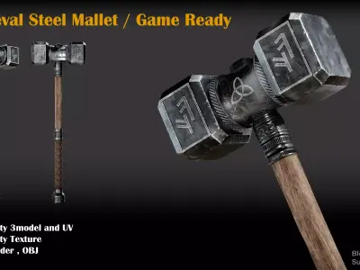medieval mallet Low-poly 3D model