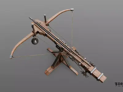 Medieval Ballista - Realistic Siege Weapon Low-poly 3D model