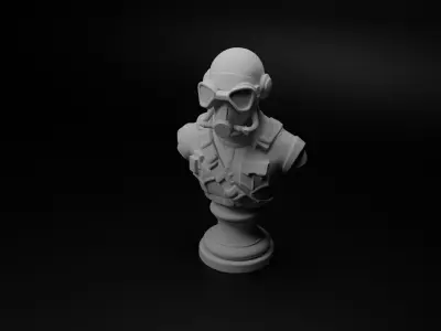Underwater Soldier Bust Chess 3D print model shop