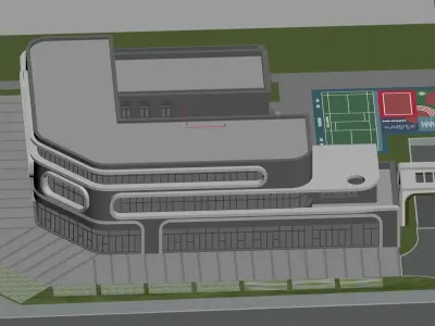 Commercial buildings on the street 3D model