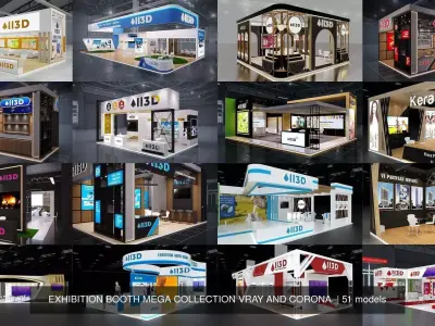 Exhibition booth mega collection vray and corona  3D Model Pack