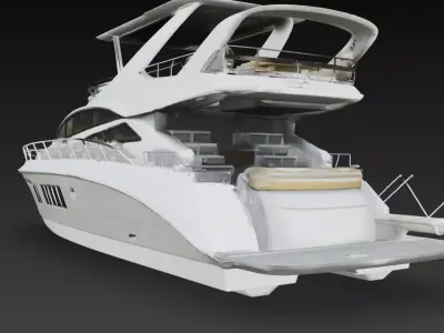 Modern Flybridge Luxury Yacht 3D Model Motor Cabin Cruiser 3D print model