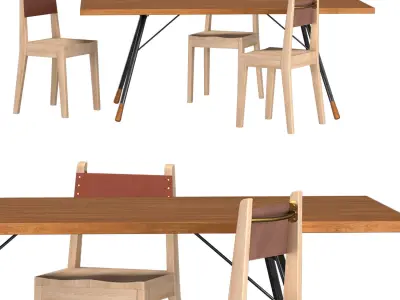 No-24 Chair and Brandywine Dining Table 3D model
