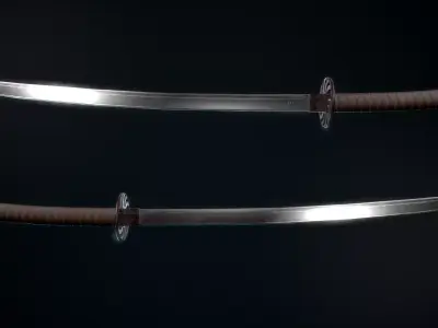 Katana two samurai swords Low-poly 3D model buy
